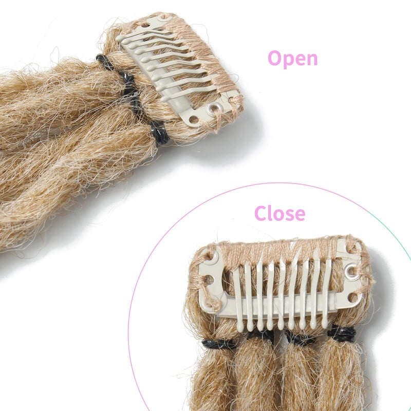 Dsoar Thin Dreadlock Extensions with Clips 20 Inch Clip In Dreads Handmade 3Pcs Crochet Loc Extensions(27/613#) - Image 3